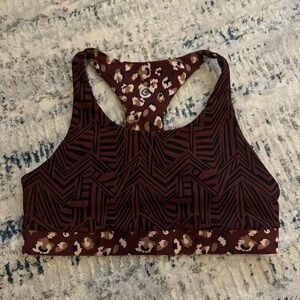 Johnny Was Brown and Black Patterned Sports Bra